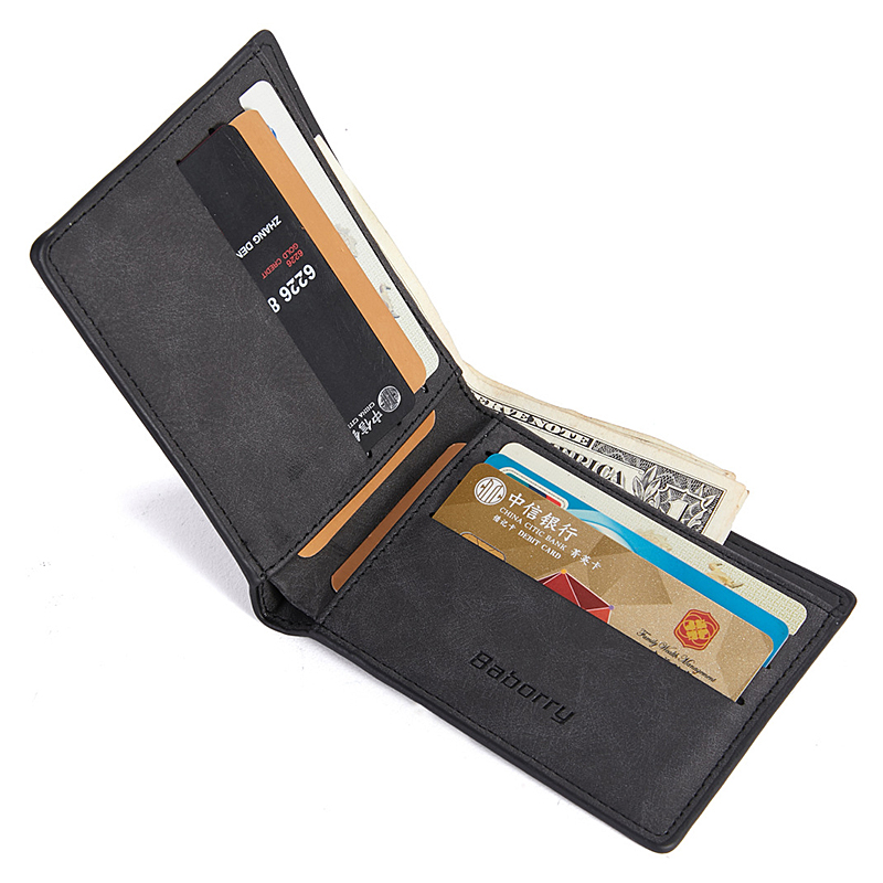 Kort bifold tegnebog mænd læder pu vintage solid afslappet tegnebøger mandlige multi kort tegnebøger pung rfid beskyttelse slanke kortholder