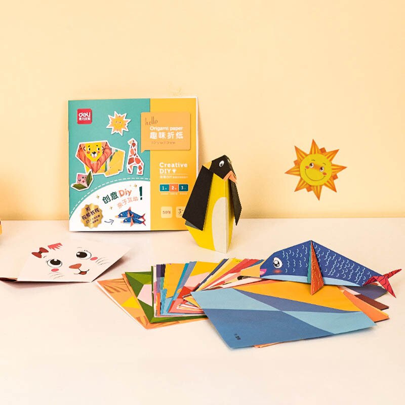Multicolore fai da te fatti a mano interazione genitore-figlio 14X14CM manuale di carta Origami divertenti Souptoys 50 fogli/pacco giocattolo di educazione precoce