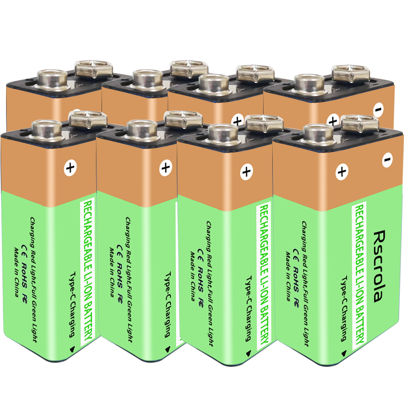 Long-Lasting 9V Rechargeable Battery 6800mAh Type-C Fast Charge Battery for Multimeter, Guitar Pedal, Microphone, Smoke Detector: SKY BLUE