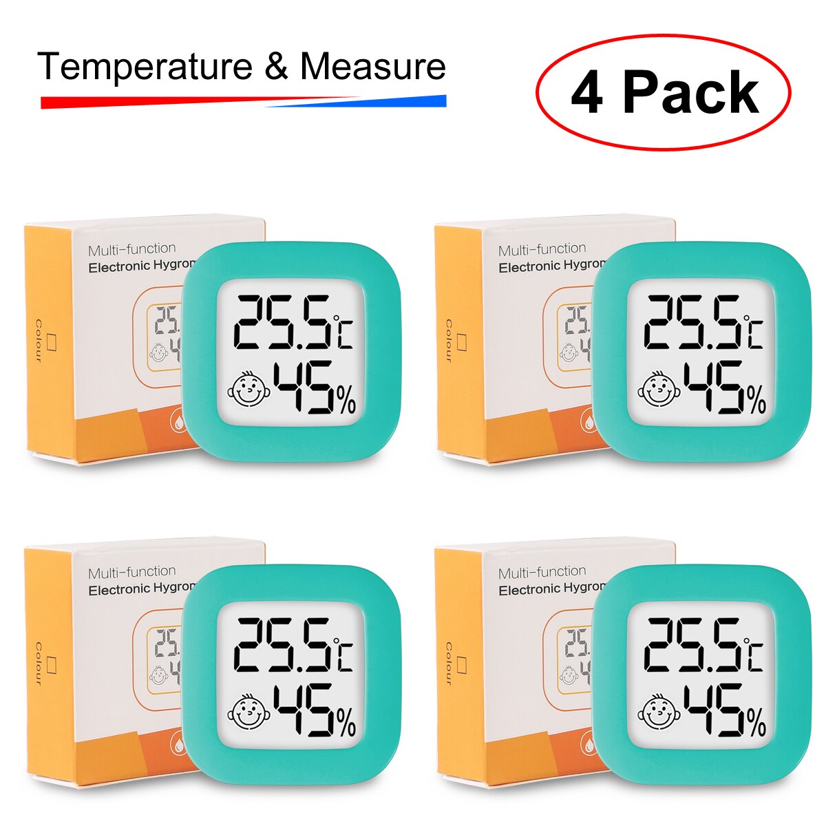 4 Stuks Digitale Thermometer Hygrometer Indoor Mini Temperatuur Lcd Elektronische Monitor Hygrometer Buitenkamer Baby: Zilver