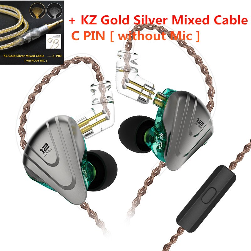 KZ ZSX Terminator 5BA 1DD Hybrid In-ear Earphones HIFI Metal Headset Music Sport ZS10 PRO AS12 AS16 ZSN PRO C12 A10 V90 AS10 P1: Cyan mic(cable