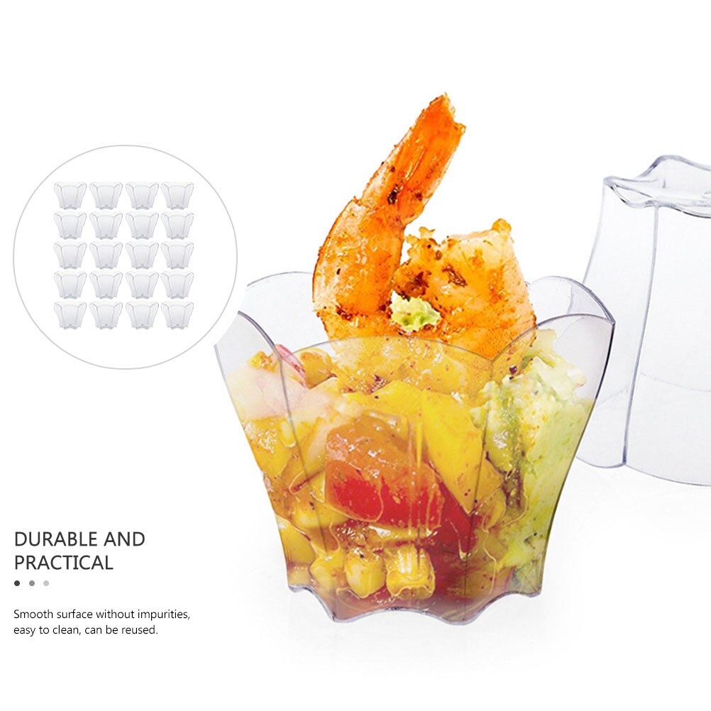 100Pcs Transparent Plastic Dessert Cups Ice Cream Cups Pudding Yogurt Storage Cups