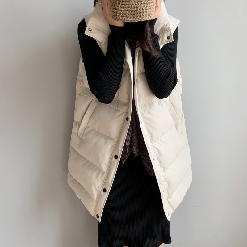 Gilet Long Chic en coton pour femmes, manteau, montant, , Gilet femme, hiver dessus