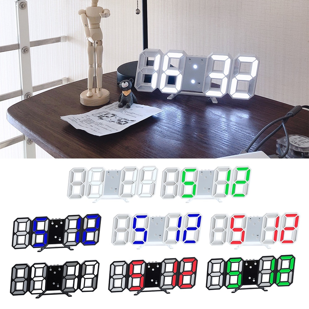 3D LED Digital Wall Clock Date Time Celsius Nightlight Display Table Desktop Clocks Alarm Clock Living Room smart alarm clock