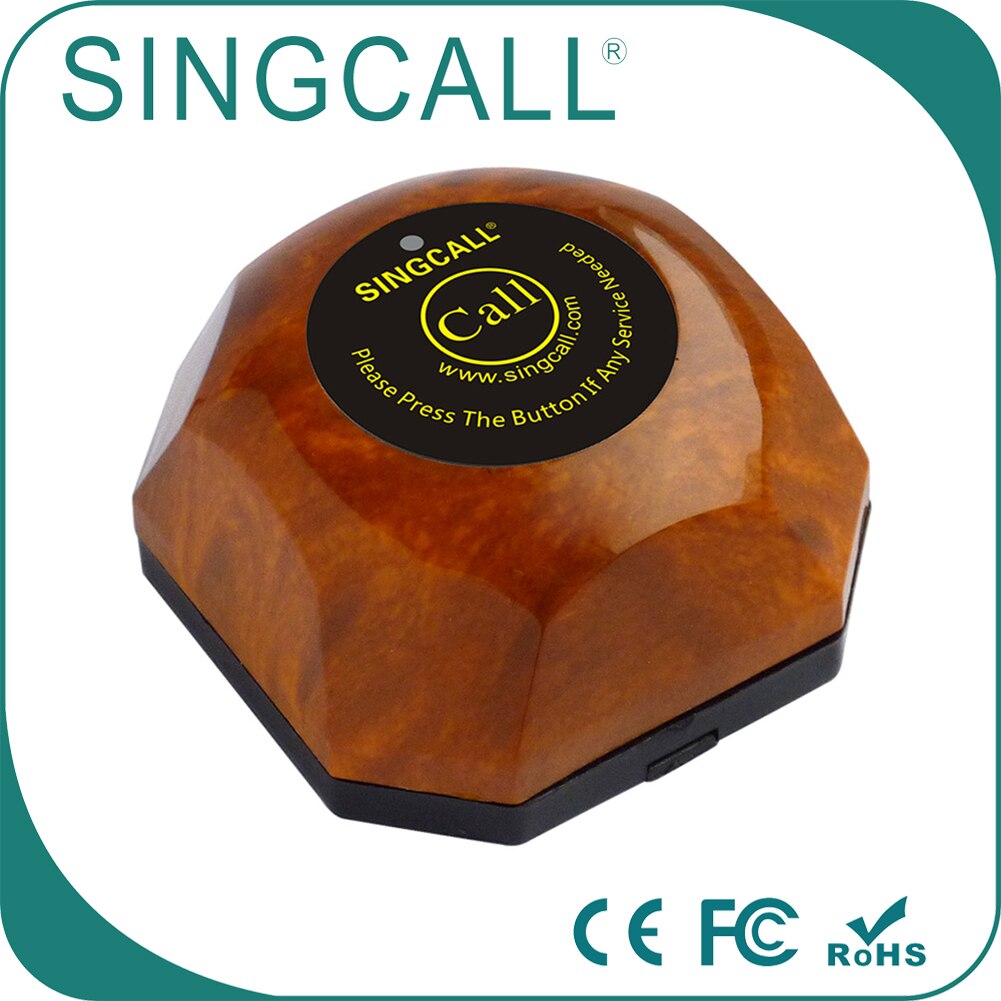 SINGCALL Restaurant Wireless Calling System Pager, Hamburger Pager, Service Caller APE560 Wood Pager