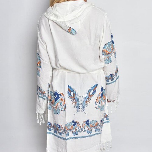 Acartekstil Olifant Patroon Bamboe Peshtemal Gewaad, Traditionele Turkse Badjas, Badjas, Badhanddoek, Strandlaken, strand Gewaad