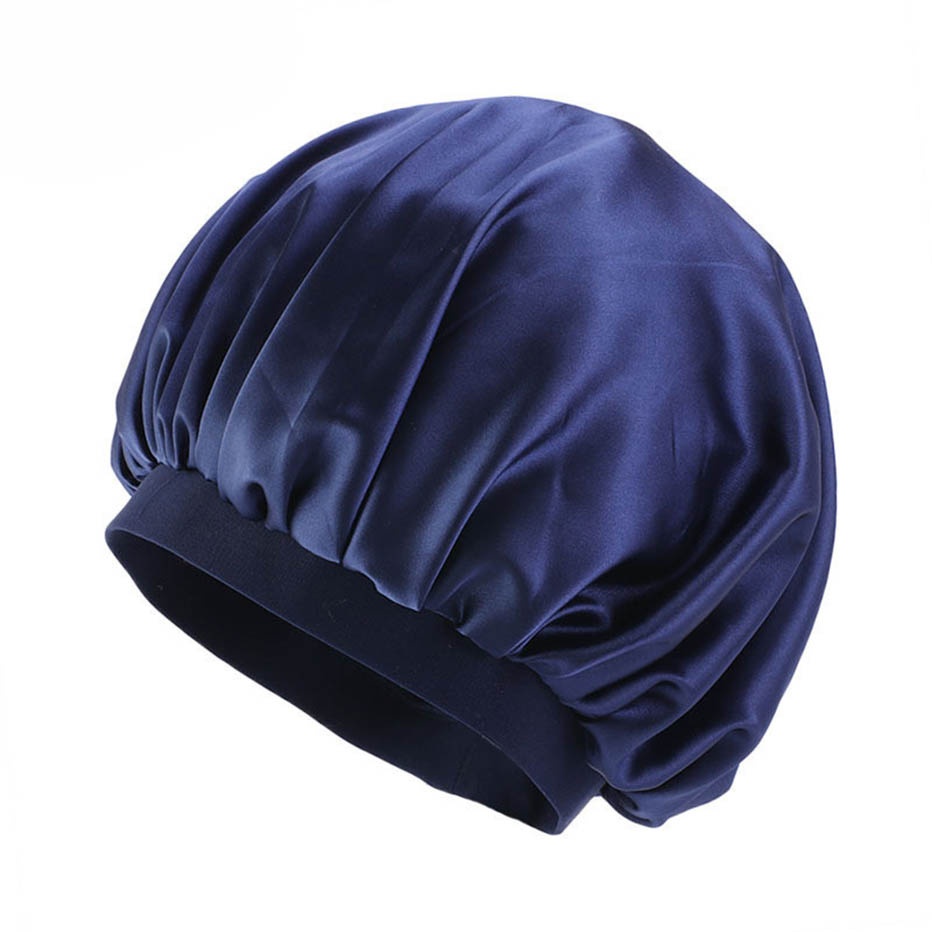 Unisex Adults Satin Nightcap Wide-brimmed Single Color Men Women Sleeping Cap for Spring Autumn Winter: blue