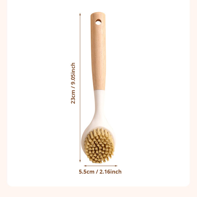 Cepillo para lavar platos con mango de madera, 1 piezas, no daña la olla, para cocina, uso doméstico