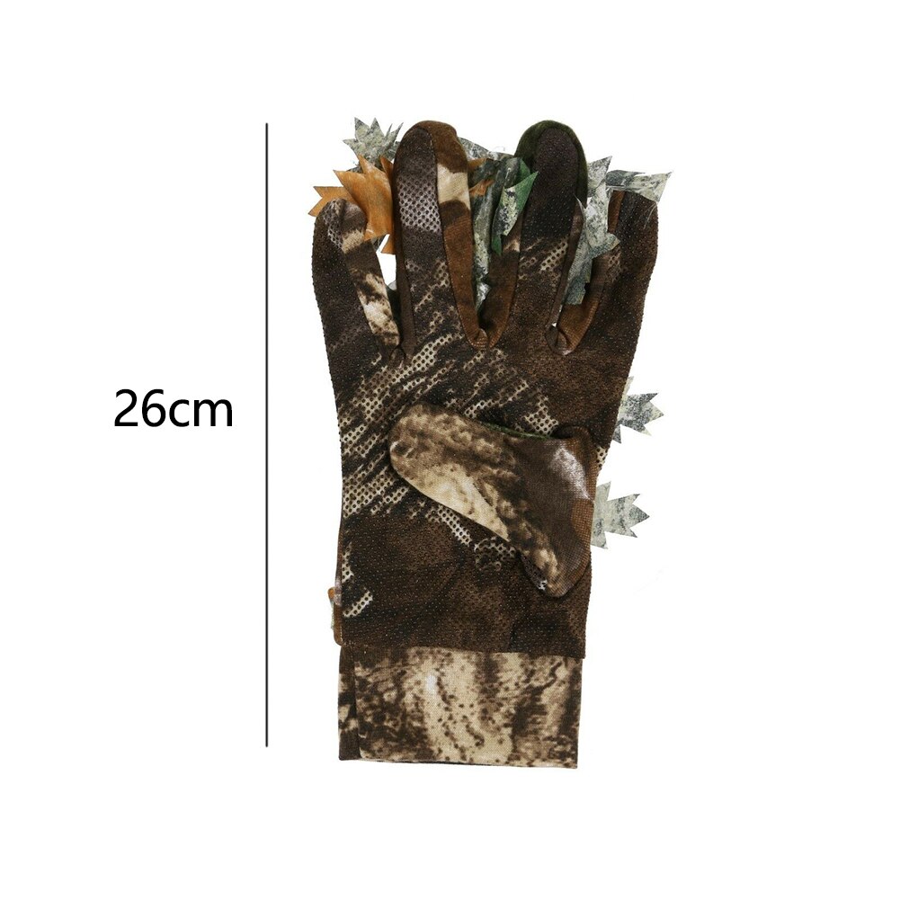 3D葉迷彩キャンプフル指ストレッチ撮影アンチスリップ汗吸収戦術ハンティング手袋保護通気性