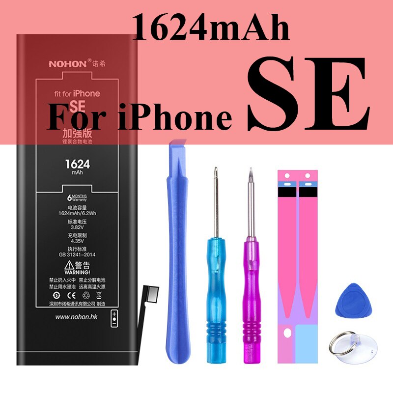 Nohon Batterie Für Apple iPhone 6S 6 5s 7 8 X Xr Xs Max 4 4s Echt kapazität Batterien + Werkzeuge Für iPhone 6S 6 5s 7 8 X Xr XsMax 4 4s: For iPhoneSE 1624mAh