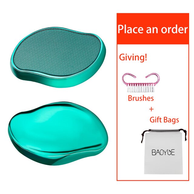 Limes de pied de peau morte de solvant de calus de pied Nano verre grattoir tenu dans la main de calus outils de retrait de pierre de meulage pour frotter le pied: green