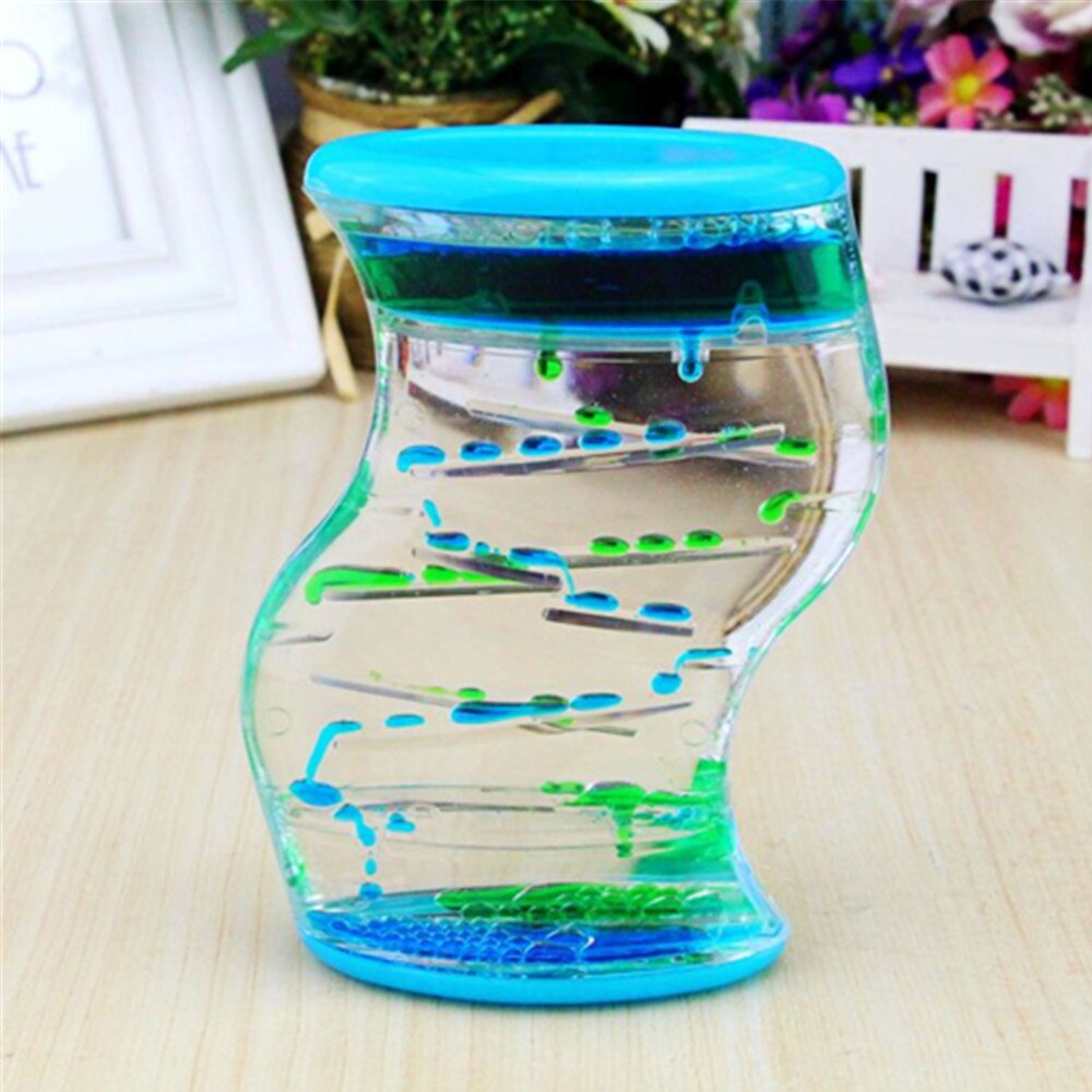 Youda Creatieve S-Vormige Olielek Twist Mooie Taille Olie Zandloper Ornament Slide Slide Olie Zandloper: Green Blue