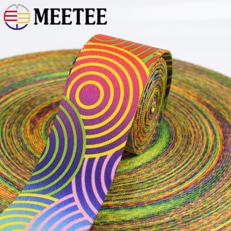 Meetee 5/10M 38Mm Gedrukt Etnische Jacquard Singels Zakken Riem Riem Lint Diy Textiel Kleding Riem decor Naaien Accessoire