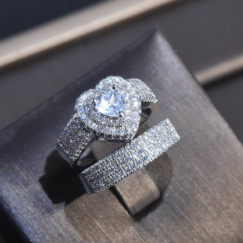 Mode-sieraden Engagement Ringen Voor Vrouwen Sieraden Voor Vrouwen Hartvormige Sieraden Paar Engagement Wedding