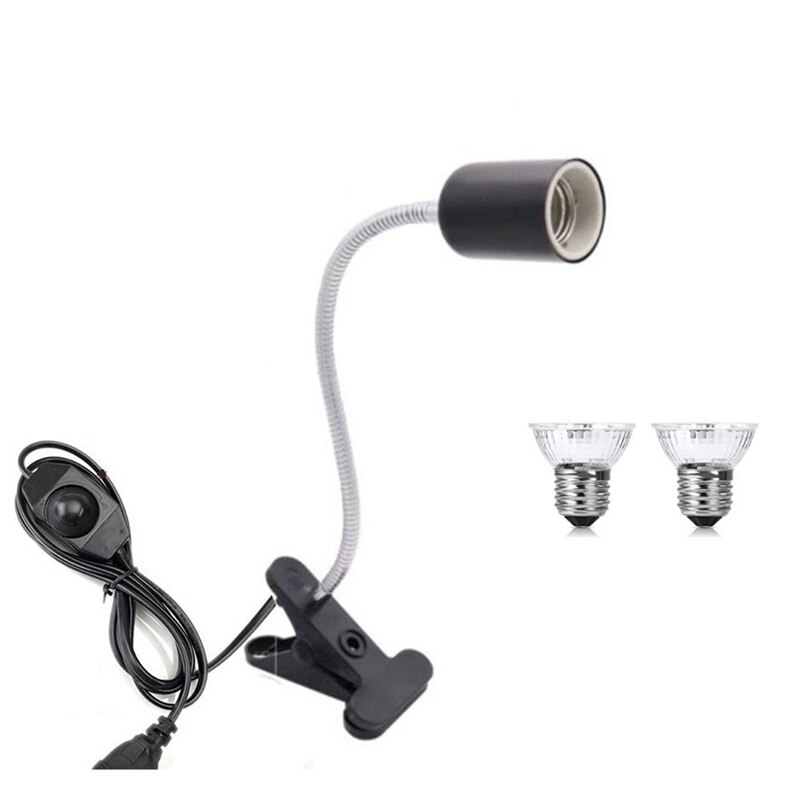 Lámpara de calor para reptiles, luces de tortuga con Clip,2 bombillas UVA UVB de 110V y 50W, lámpara de luz de calefacción para mascotas para lagarto y Tortuga, enchufe estadounidense