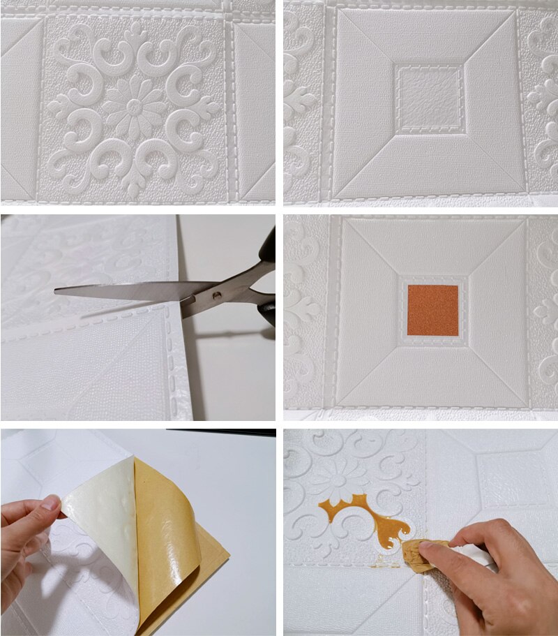 70*70cm 3d wallstickers takklistremerke takdekorasjon skumtapet vanntett gjør-det-selv tapet stuedekorasjon