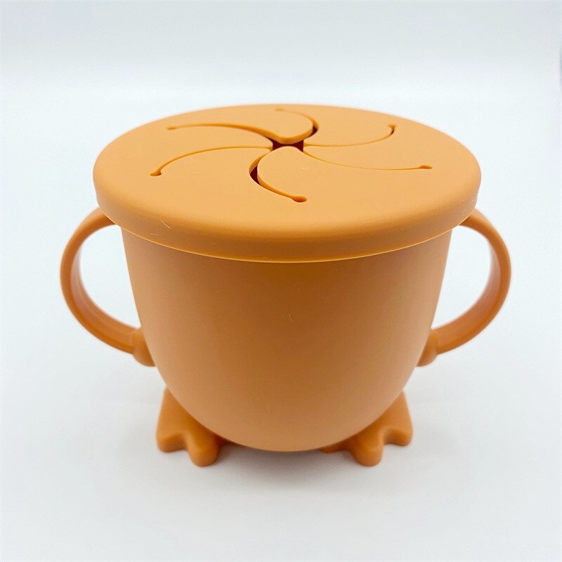 2-In-1 Snack Cup Babytraining Drinkbeker Siliconen Peuter Morsbestendig Sippy Cup Met Deksels Niveau Indicator baby Open Cup: Light Coffee