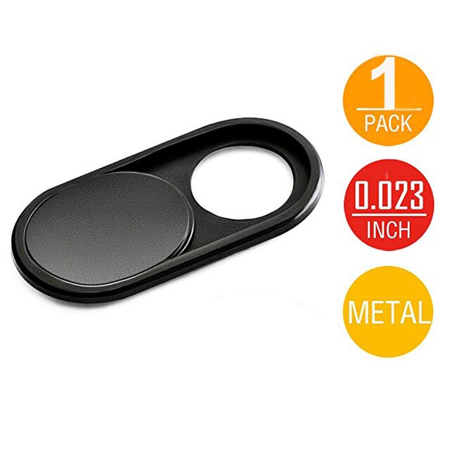 Ultra delgado portátil Cámara lente de cámara Web cubierta de ojo de pez deslizante de Metal cámara Web etiqueta MacBook iPad iMac Cámara bloqueador del obturador: Black 1pc no package