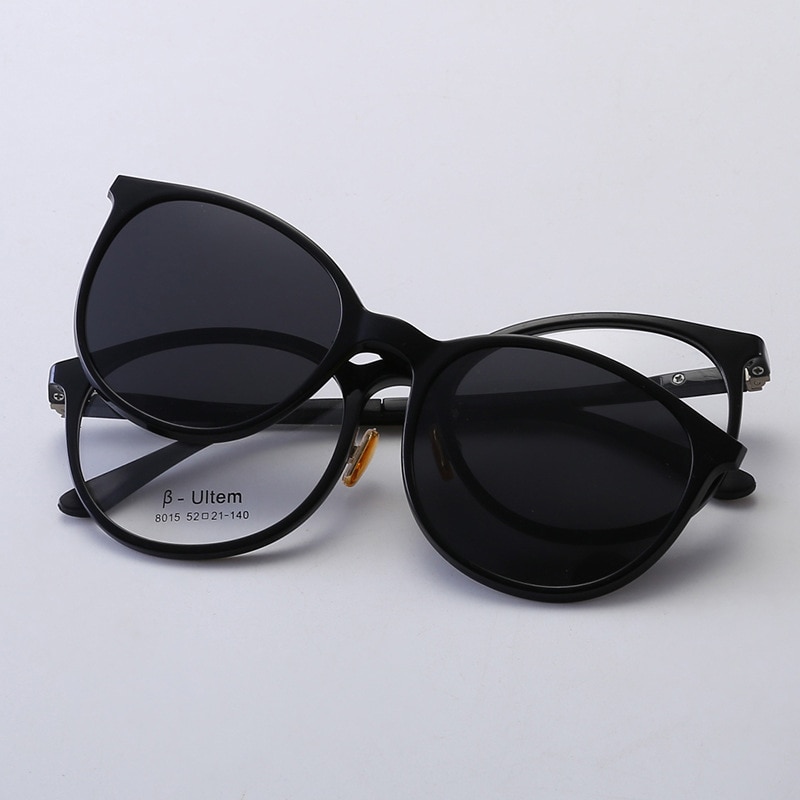 Gafas de sol polarizadas 2 en 1 para hombre y mujer, montura de gafas graduadas, con Clip magnético, para miopía,