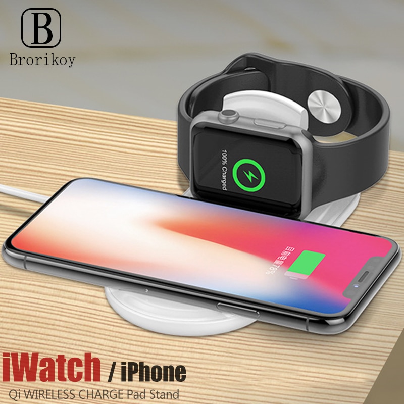 Dock di ricarica Wireless Qi per Apple Watch iWatch Series 1 2 3 10W Pad di ricarica rapida Wireless per iPhone 8 11 X Xs Pro Max XR