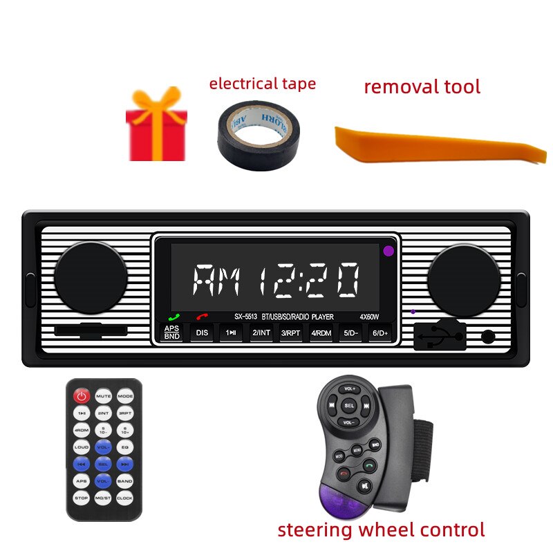 1 din coche radio Bluetooth vintage coche Radio MP3 jugador estéreo AUX USB clásico de Audio: With 8GB SD Card