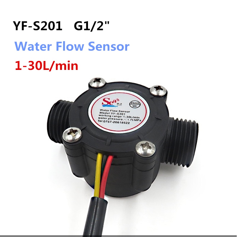 DC4.5~24V YF-S201 G1/2&quot;1-30L/min Hall Water Sea Plastic Flow Sensor Meter NPN Signal