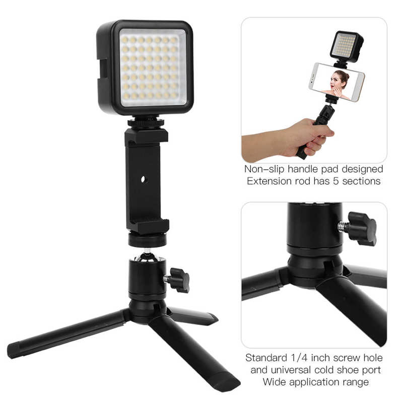 Statief Voeten Mobiele Telefoon Live Beugel Selfie Stok Desktop Verlengstuk Vaste Statief Led Licht Kit Mini Statief Benen