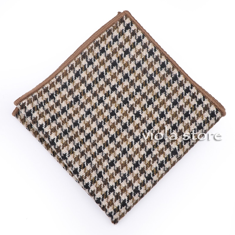 Klassisk plaid stribet blød 50% uld kashmir lomme firkantet 24cm herre jakkesæt hanky festlommetørklæde smoking slips matchende vinter