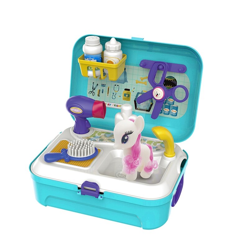 Soins pour animaux De compagnie Jeu Toilettage Kit Semblant Jouer Pour Animaux De Compagnie Sac Pour Animaux De Compagnie Simulation Sac À Dos pour Enfants: Dark Gray
