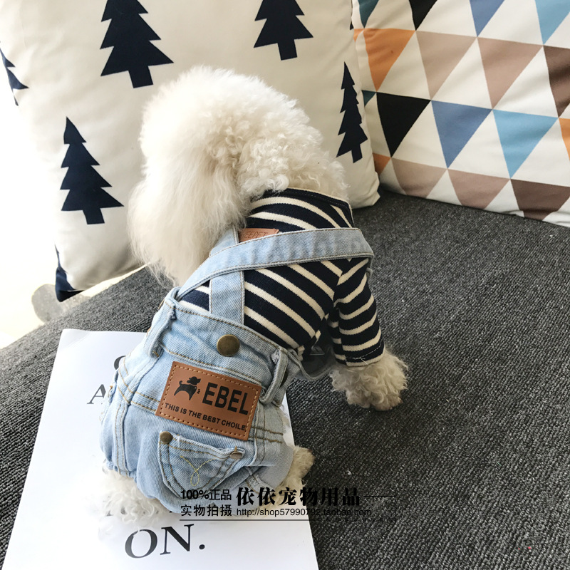 Ropa de Perro Peto vaquero de primavera y otoño Guasón babero ropa para mascotas ropa para perros pantalones Teddy prendas de Perro Chihuahua chaqueta Ropepara Perro