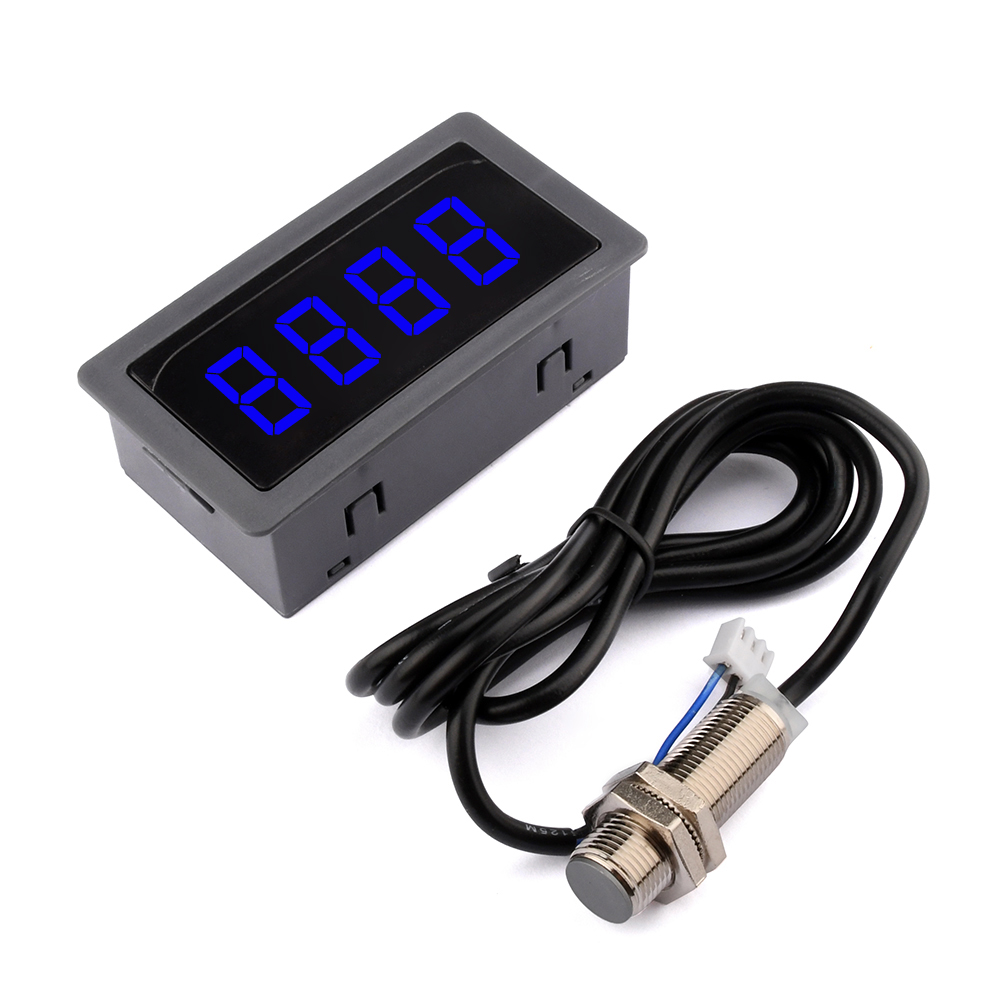 DC8–24 V, 4 digitale LED-Drehzahlmesser, Drehzahlmesser, Geschwindigkeitsmesser, hochpräziser Drehzahlmesser und Magnetsensor, NPN-Schalter für Drehmaschinen, Förderband: Gold