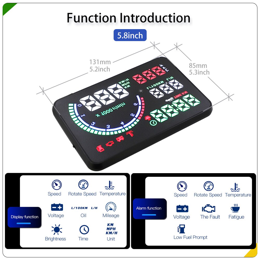 i9 HUD Head Up display Auto HUD OBD2 Car Speed Projector KMH MPH Speedometer Car Detector Oil Consumption Alarm