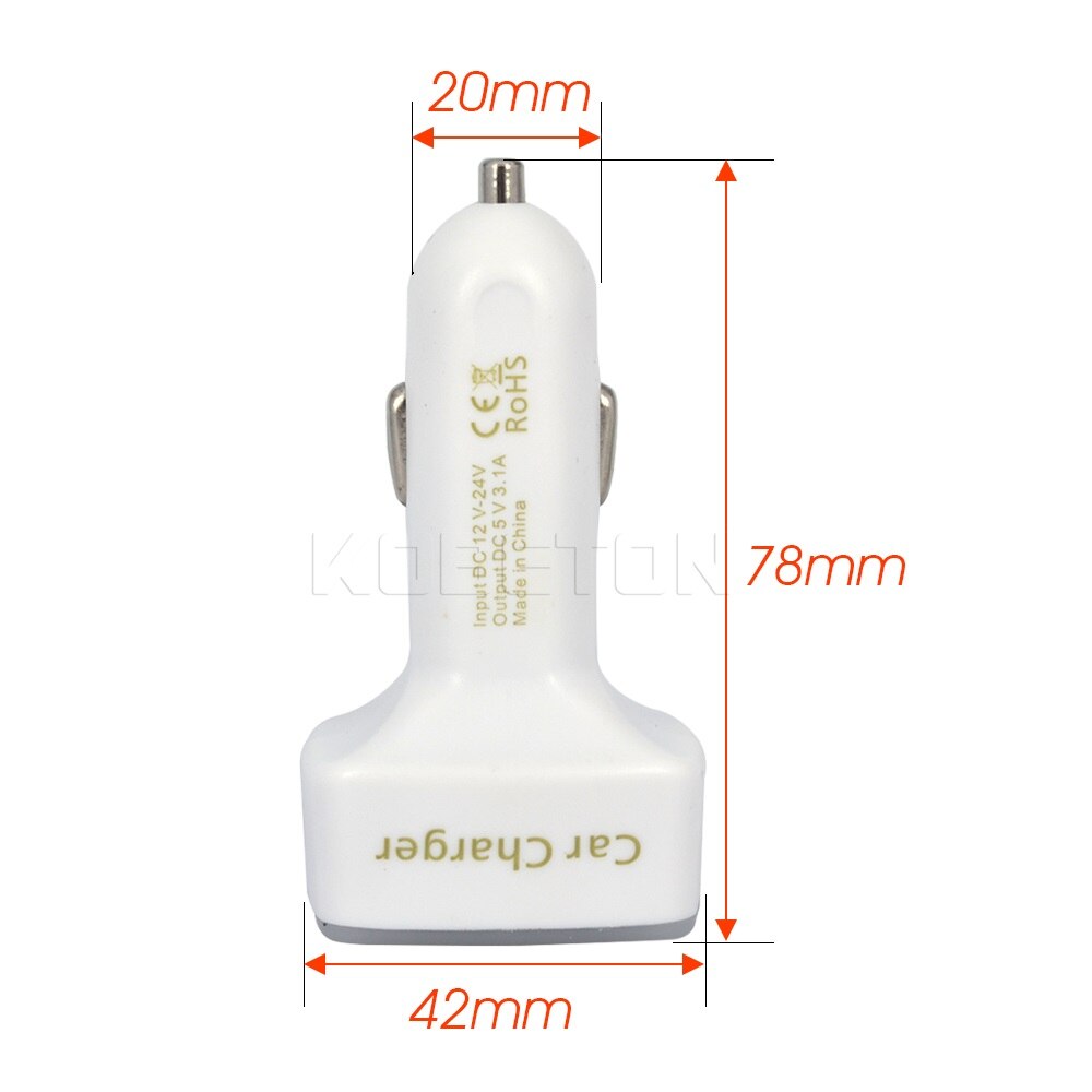 Universal 4 in 1 Car Charger Dual USB DC 5V 3.1A Adapter With Voltage/temperature/Current Meter Tester Digital LED Display