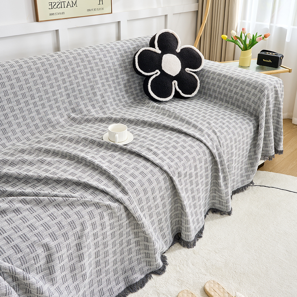 Bankhoeslakendeken, extra grote omkeerbare hoezen voor 3-4 kussen hoge rugleuning bank, extra grote meubeldecoratie: 100x150cm / Light Grey