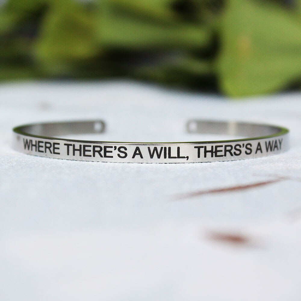 Stainless Steel Engraved Message Bracelet Positive Inspirational Letter Bracelet & Bangle For Women SL-150: O