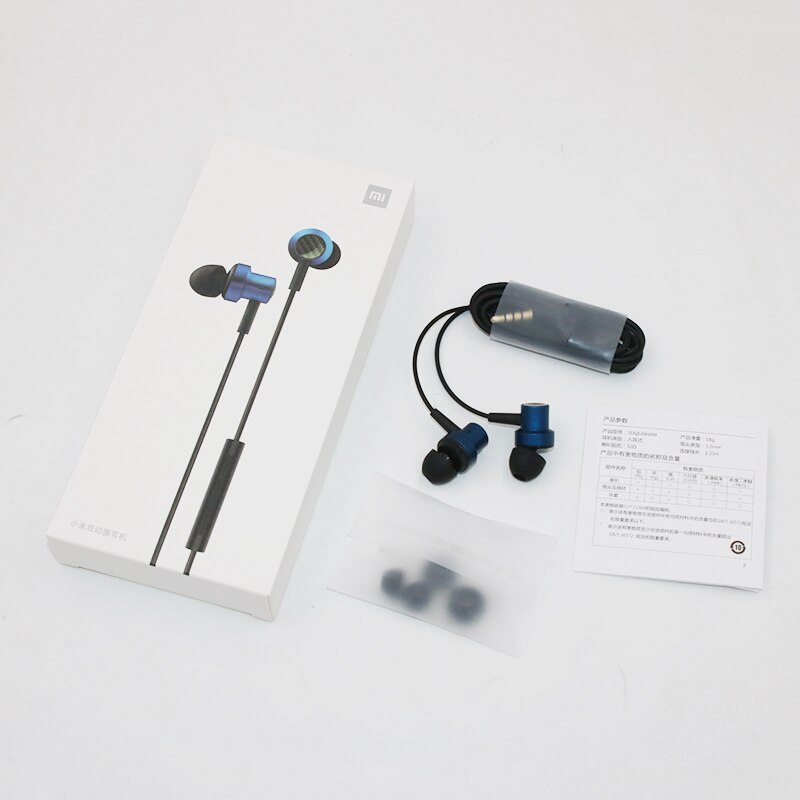 Xiaomi Doppel Dynamische Kopfhörer in-ohr 3,5mm Headset Stereo Earbuds Mit Mic Draht Kontrolle Für Mi Hinweis 10 lite CC9 Redmi Hinweis 8T 9: Blau