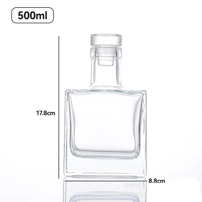 Bourbon-karaffel til whisky, skotsk whisky, spiritus, firkantet blyfri skotsk whisky-karaffel, premium vodka-karaffel: Beige