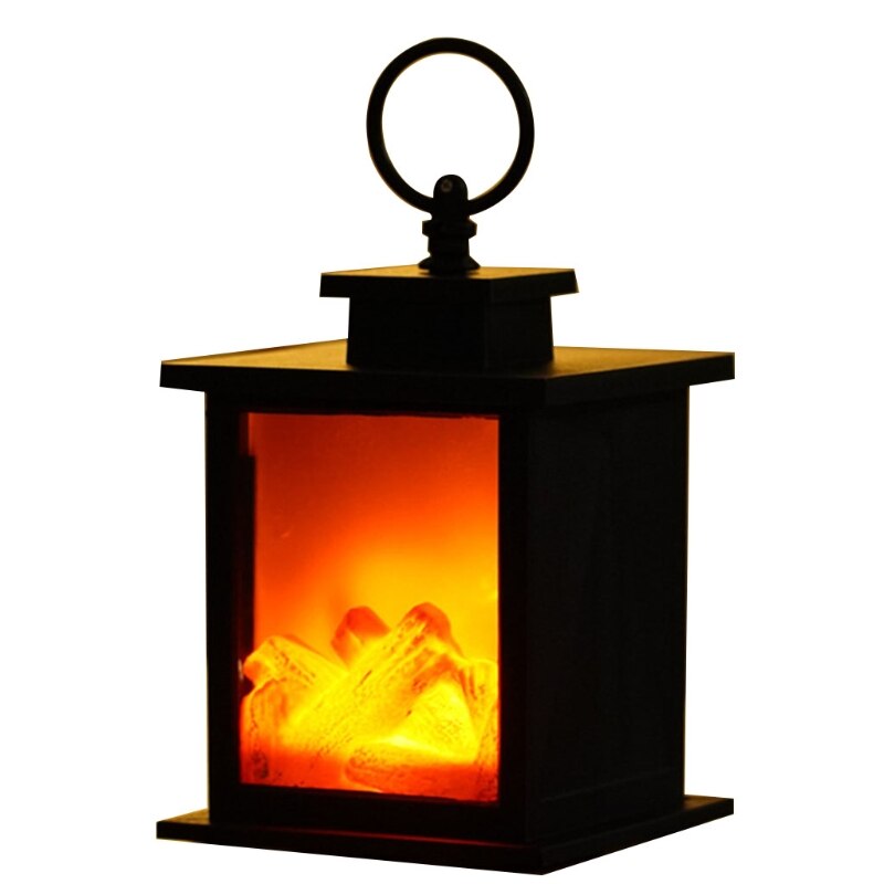 4XFA creativo stile nordico camino simulato lanterna a portato realistico effetto fiamma lampada cortile decorazione della stanza luce notturna