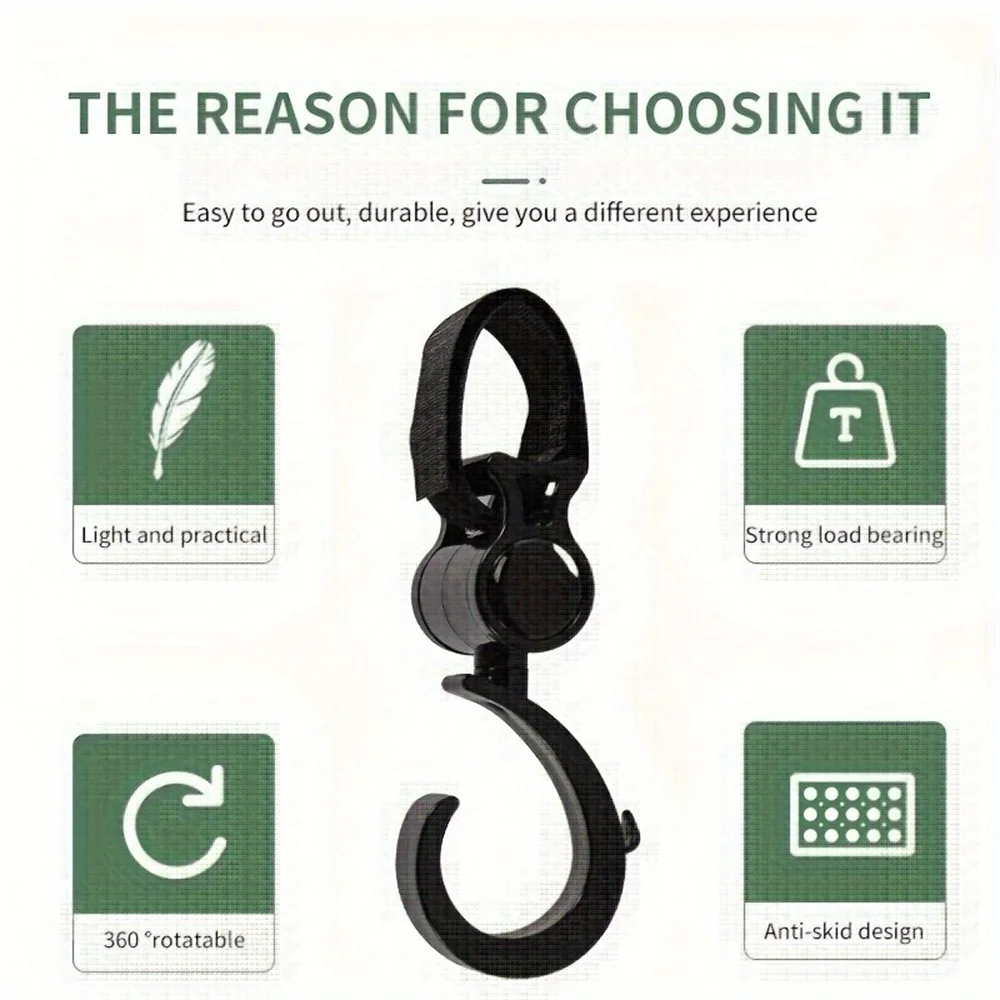 2PCS Gancio per carrozzina Accessori per passeggino Shopping Prop Ganci rotanti a 360 gradi Ganci per passeggino per uscire