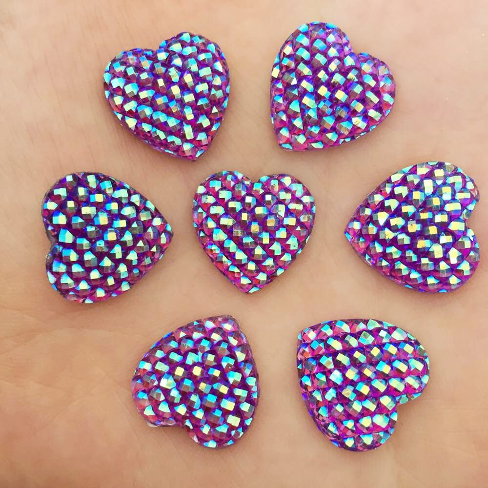 40Pcs Ab Hars 16Mm Hart Plaksteen Rhinestone Ornamenten Diy Wedding Applicaties Knoppen SD26 * 2: Purple