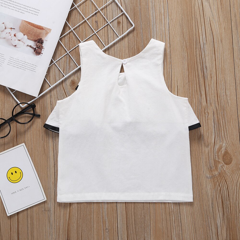 Meisjes hit kleur ruches t-shirt baby zomer koreaanse mouwloze ronde hals trui top