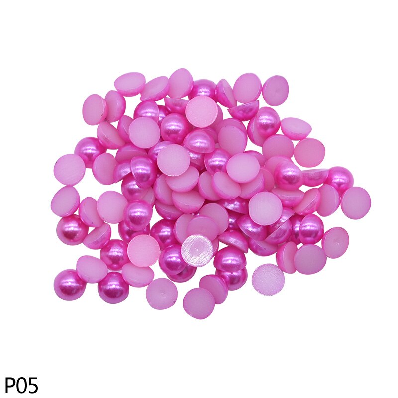 500 pièces 6mm multicolore résine plastique demi ronde perle artisanat Imitation perle perles pour vêtement accessoires filles chapeaux décor: P05 