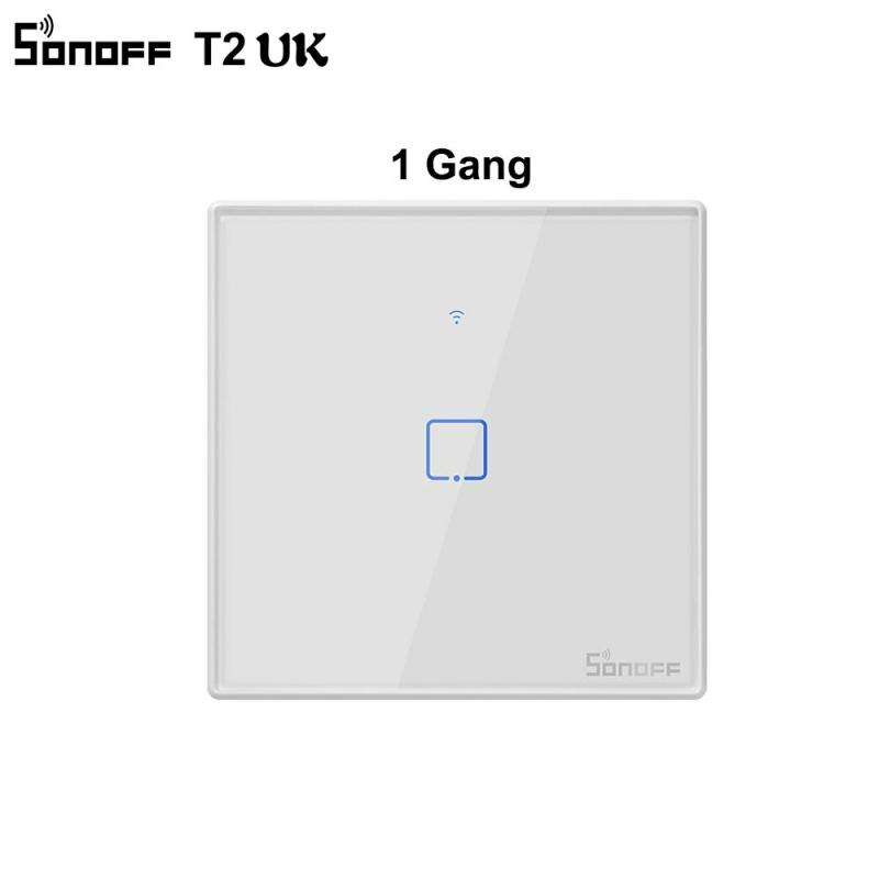 Sonoff-interruptor inteligente de parede t2 us/uk/eu tx, wi-fi, touch, 433 rf/voz/controle com borda, básico, com alexa, google home: Sonoff T2 UK 1 Gang