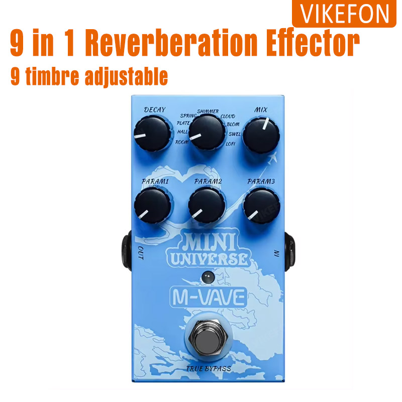 M-VAVA Mini-Universe Pedal de reverberación digital Pedal de guitarra de reverberación analógica Pedal de 9 tonos de reverberación puro para música de bajo eléctrico