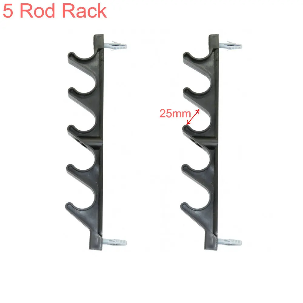 Plastic Horizontal Fishing Rod Holders 4 or 5 Rod Wall Mount Fit Garage &amp; Cabin &amp; Basement: 5 Rod Rack