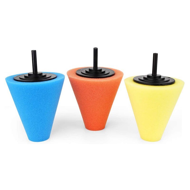 3 set borrpolerande svampkuddar 1/4 '' /6mm polerkon 3 hårdhet skumsvamp polerkuddar för för bilhjulsnavvård: A