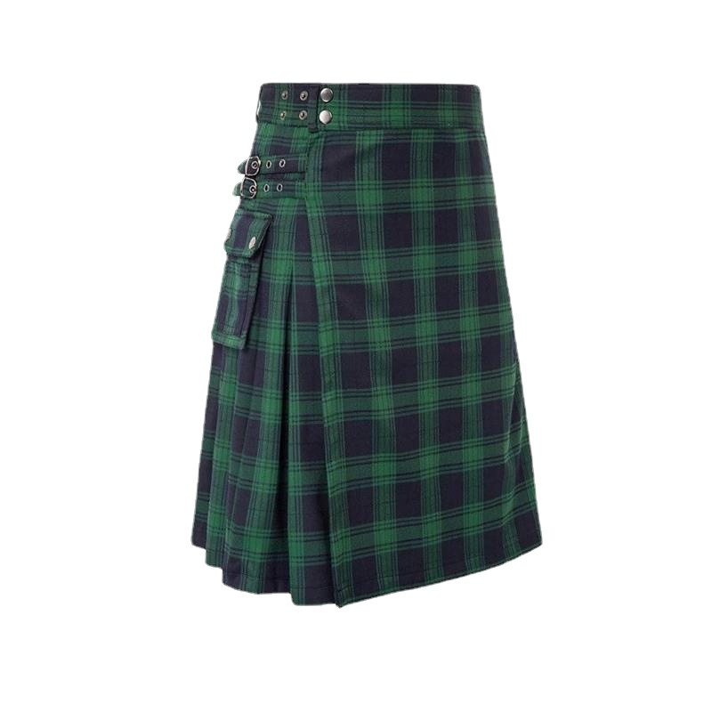 Men's Short Skirt Traditional Highland Tartan Practical Kilt Mens Skirt Vintage Kilt Scotland Gothic Punk Kendo Pocket