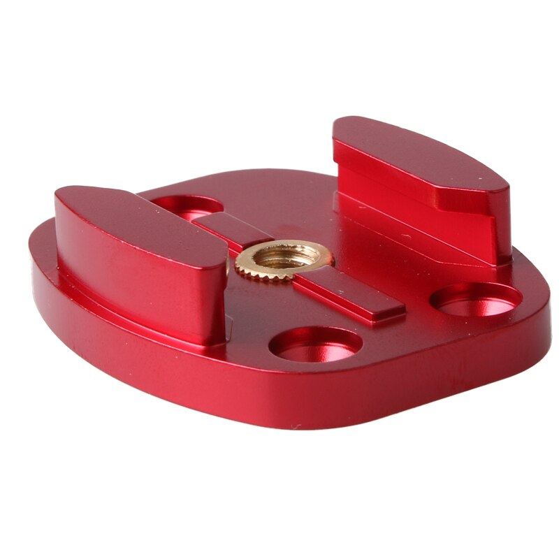 Support de Surface plate en alliage d'aluminium pour GoPro Hero 6 5 3 4 Session Xiaomi Yi 4K SJCAM SJ5000 m20 Eken monture Go pro OSMO accessoire: Rouge couleur
