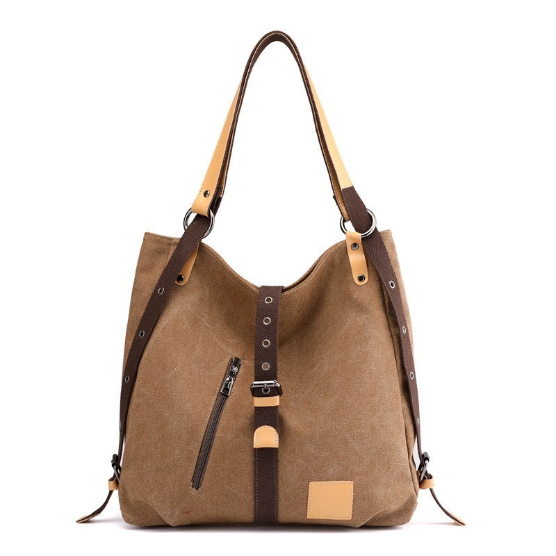 Canvas tas dames handtassen crossbody tas over de schouder vrijetijdstassen grote reistassen tassen voor dames: Kastanjebruin