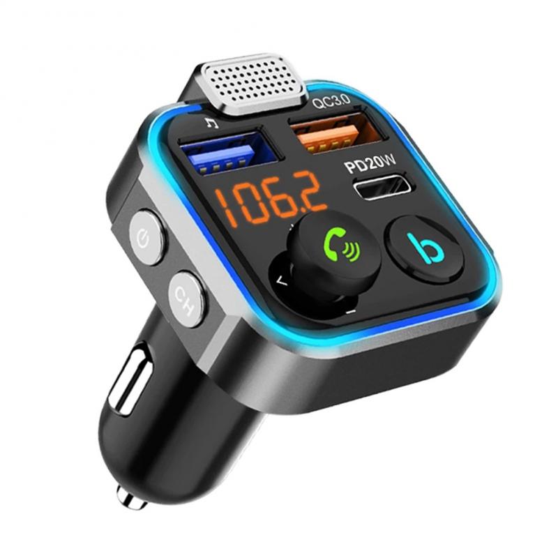 Auto Bluetooth 5,0 FM Transmitter Auto MP3 Player Große Mikrofon QC 3,0 PD20W Dual USB Schnelle Ladegerät Auto Elektronik Zubehör